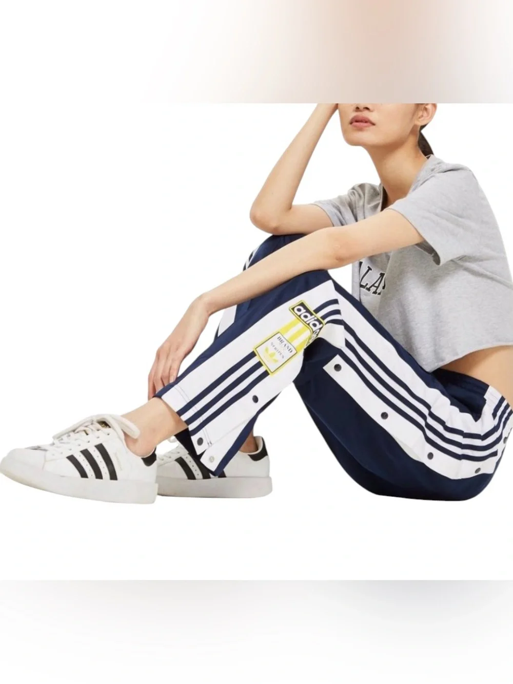 Adidas Originals Adibreak Track Pants Navy & White Stripe Sz M - Picture 1 of 11